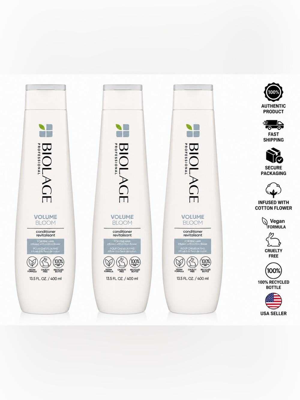 Biolage VolumeBloom Conditioner 13.5 fl oz 400ml Fine Hair Pack of 3